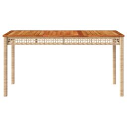 Berkfield Home Garden Table Beige 140x80x75 cm Poly Rattan Acacia Wood - Size: 140 x 80 x 75 cm - thumbnail 4