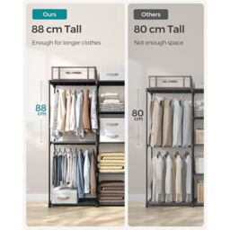 SONGMICS Open Clothes Rack Freestanding with Rails Fabric Shelves in Black - thumbnail 3