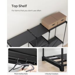 SONGMICS Open Clothes Rack Freestanding with Rails Fabric Shelves in Black - thumbnail 5