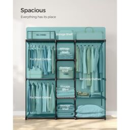 SONGMICS Open Clothes Rack Freestanding with Rails Fabric Shelves in Black - thumbnail 4