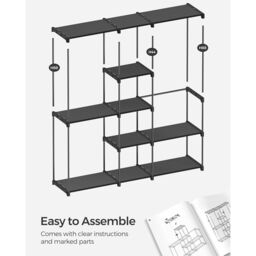 SONGMICS Open Clothes Rack Freestanding with Rails Fabric Shelves in Black - thumbnail 7
