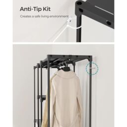 SONGMICS Open Clothes Rack Freestanding with Rails Fabric Shelves in Black - thumbnail 6