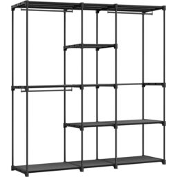SONGMICS Open Clothes Rack Freestanding with Rails Fabric Shelves in Black - thumbnail 8