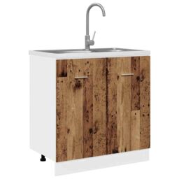 Berkfield Home Sink Bottom Cabinet Lyon Old Wood 80x46x81.5 cm Engineered Wood in Brown - thumbnail 3
