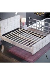 Home Discount Vida Designs Valentina Double Bed Frame Velvet Fabric UKFR Storage in Silver - thumbnail 4