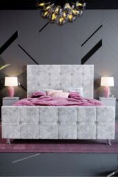 Home Discount Vida Designs Valentina Double Bed Frame Velvet Fabric UKFR Storage in Silver - thumbnail 3