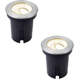 Loops 2 PACK Stainless Steel IP67 Ground Light - 13W Warm White LED - Tilting Head in Metallics