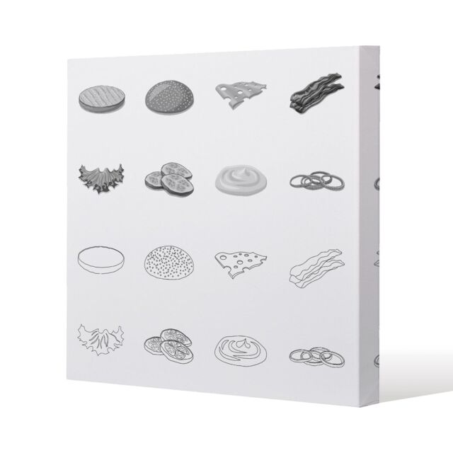 Benjamin Tate Design burger & sandwich icon (Canvas Print) / 77 x 77 x 4cm in Natural - Size: 77 x 77 x 4 cm - image 1