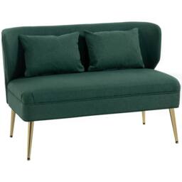HOMCOM 2 Seater Sofa, Small Sofa with Wing Back, Thick Seat, Dark Green - thumbnail 2