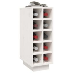 Berkfield Home Wine Cabinet White 23x34x61 cm Solid Wood Pine - Size: 23 x 34 x 61 cm - thumbnail 4