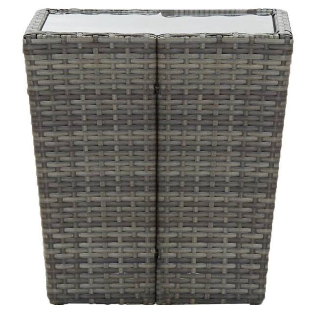 Berkfield Home Tea Table Grey 41.5x41.5x43 cm Poly Rattan & Tempered Glass - image 1