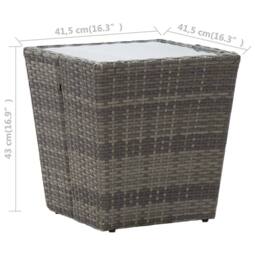 Berkfield Home Tea Table Grey 41.5x41.5x43 cm Poly Rattan & Tempered Glass - thumbnail 6