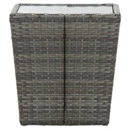 Berkfield Home Tea Table Grey 41.5x41.5x43 cm Poly Rattan & Tempered Glass - thumbnail 1