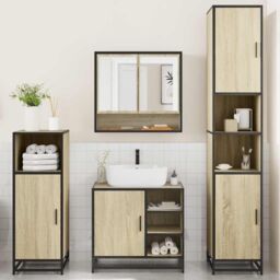 Berkfield Home 4¬†Piece Bathroom Furniture Set¬†Sonoma Oak Engineered Wood in Brown - thumbnail 4