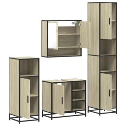Berkfield Home 4¬†Piece Bathroom Furniture Set¬†Sonoma Oak Engineered Wood in Brown - thumbnail 6