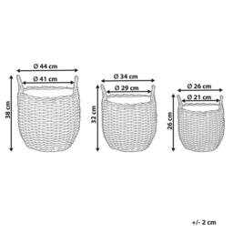 Wyld and Coco Set of 3 Brown PE Rattan Round Plant Baskets with Handles - thumbnail 3