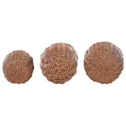 Wyld and Coco Set of 3 Brown PE Rattan Round Plant Baskets with Handles - thumbnail 4