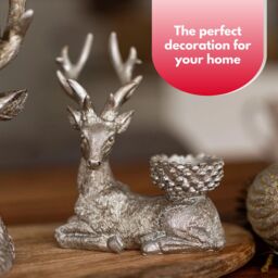 Marco Paul 2pc Silver Stag Christmas Tea Light Candle Holder Set - thumbnail 7