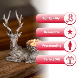 Marco Paul 2pc Silver Stag Christmas Tea Light Candle Holder Set - thumbnail 4