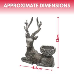 Marco Paul 2pc Silver Stag Christmas Tea Light Candle Holder Set - thumbnail 2