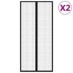 Berkfield Home Insect Door Curtains 2 pcs with Magnet Blocks Black 210x90 cm - thumbnail 3
