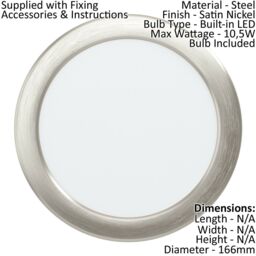Loops Wall / Ceiling Flush Downlight Satin Nickel Spotlight 10.5W Built in LED in Metallics - thumbnail 2