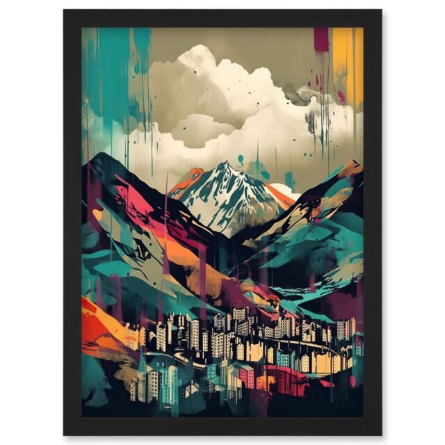 Artery8 Ben Nevis & Fort William Modern Bold Landscape Artwork Framed Wall Art Print A4 in Black - image 1
