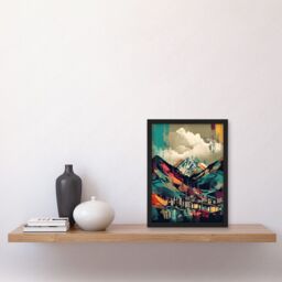 Artery8 Ben Nevis & Fort William Modern Bold Landscape Artwork Framed Wall Art Print A4 in Black - thumbnail 2