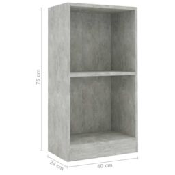 Berkfield Home Bookshelf Concrete Grey 40x24x75 cm Engineered Wood - Size: 40 x 24 x 75 cm - thumbnail 6