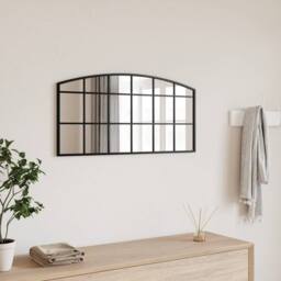 Berkfield Home Wall Mirror Black 80x40 cm Arch Iron - thumbnail 2