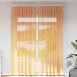 Berkfield Home Voile Curtains with Rod Pockets 2 pcs Orange - thumbnail 1