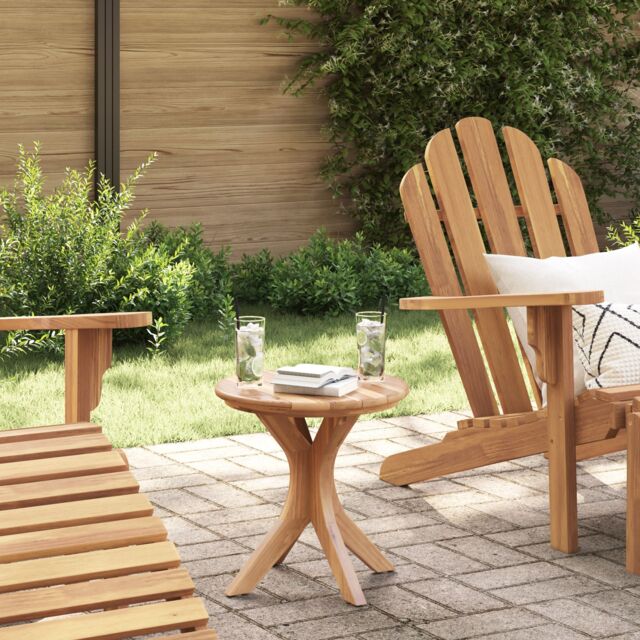Berkfield Home Garden Side Table √ò40x41 cm Solid Wood Teak in Brown - Size: 40x41 cm - image 1
