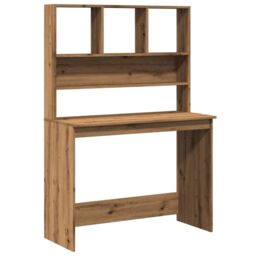 Berkfield Home Desk with Shelves Artisan Oak 102x45x148 cm Engineered Wood in Brown - Size: 102 x 45 x 148 cm - thumbnail 1