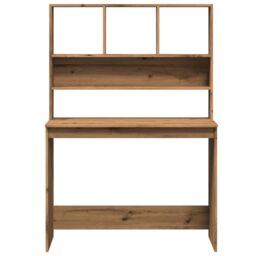 Berkfield Home Desk with Shelves Artisan Oak 102x45x148 cm Engineered Wood in Brown - Size: 102 x 45 x 148 cm - thumbnail 4