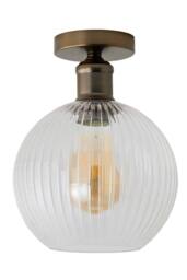 ValueLights Maddison Clear Rib Glass Globe Flush Ceiling Light with Filament Bulb in Bronze - thumbnail 6