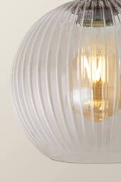 ValueLights Maddison Clear Rib Glass Globe Flush Ceiling Light with Filament Bulb in Bronze - thumbnail 4