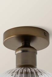 ValueLights Maddison Clear Rib Glass Globe Flush Ceiling Light with Filament Bulb in Bronze - thumbnail 5