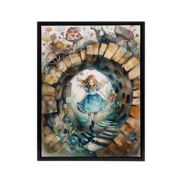 "Artery8 Alice In Wonderland Watercolour Framed Canvas Wall Art Print in Beige - Size: W24"" x H32""" - thumbnail 1