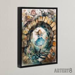 "Artery8 Alice In Wonderland Watercolour Framed Canvas Wall Art Print in Beige - Size: W24"" x H32""" - thumbnail 2