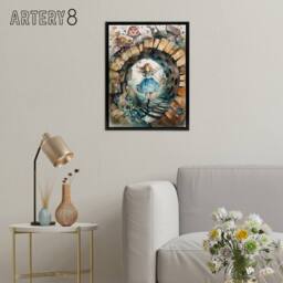 "Artery8 Alice In Wonderland Watercolour Framed Canvas Wall Art Print in Beige - Size: W24"" x H32""" - thumbnail 3
