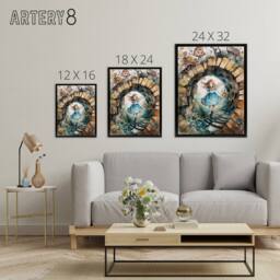 "Artery8 Alice In Wonderland Watercolour Framed Canvas Wall Art Print in Beige - Size: W24"" x H32""" - thumbnail 4