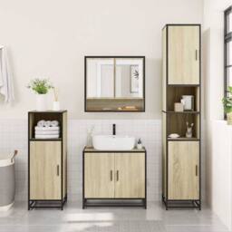 Berkfield Home Durable Bathroom Mirror Cabinet Sonoma Oak 65x20x60 cm Engineered Wood in Light Tan - Size: 65 x 20 x 60 cm