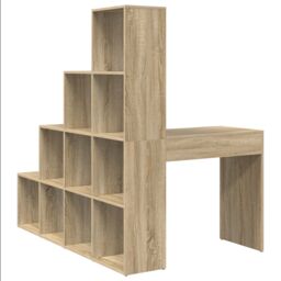 Berkfield Home Corner Desk with Shelf with Storage Sonoma oak 101.5 x 149.5 x 149.5 cm in Brown - thumbnail 6