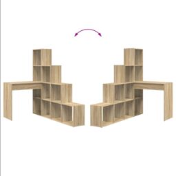 Berkfield Home Corner Desk with Shelf with Storage Sonoma oak 101.5 x 149.5 x 149.5 cm in Brown - thumbnail 9