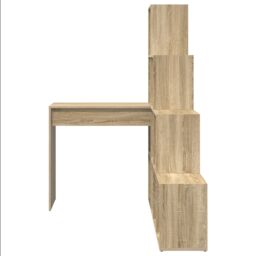Berkfield Home Corner Desk with Shelf with Storage Sonoma oak 101.5 x 149.5 x 149.5 cm in Brown - thumbnail 4