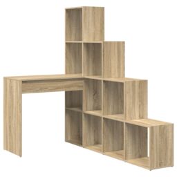 Berkfield Home Corner Desk with Shelf with Storage Sonoma oak 101.5 x 149.5 x 149.5 cm in Brown - thumbnail 2