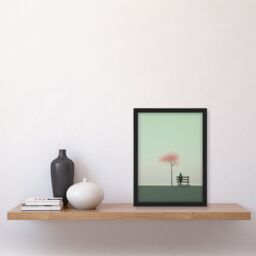 Artery8 Wall Art Print Cherry Tree Park By Amy Denver Minimalist Soft Pastel Grey Pale Green Minimalism Simple Modern Artwork Art Framed - thumbnail 4