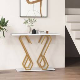 KORVIXA Contemporary Console Table Faux Marble in White - Size: 100 cm - thumbnail 4