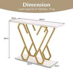KORVIXA Contemporary Console Table Faux Marble in White - Size: 100 cm - thumbnail 2