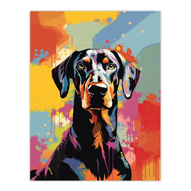 "Artery8 Wall Art Print Doberman Dog Lover Gift Pet Portrait Abstract Pop Artwork Painting Poster - Size: W18"" x H24""" - image 1